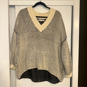 Altar'd State V-Neck Sweater - Cream and Black
